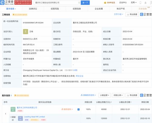 理想汽车投资成立创业投资公司 注册资本6亿元
