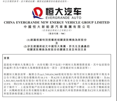 恒大汽车宣布获纽顿集团5亿美元战略投资 全部用于天津工厂