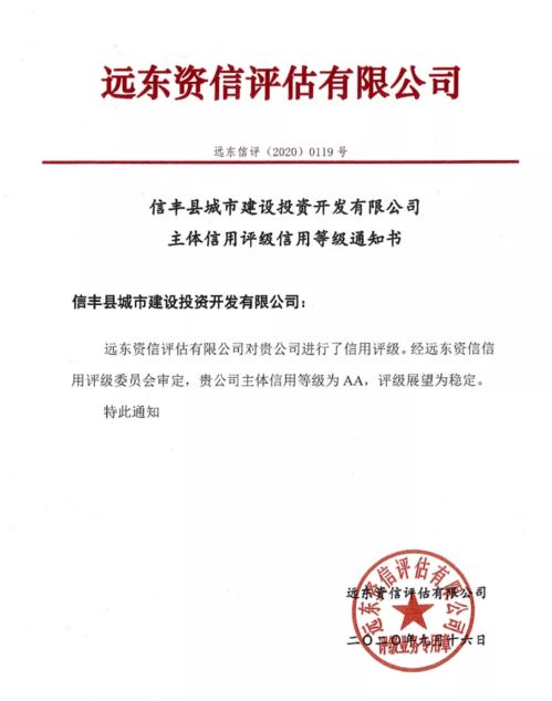 喜讯 信丰县城投公司获aa主体信用评级