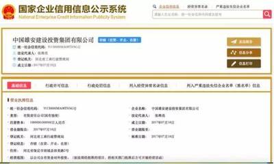 中国雄安建设投资集团成立 深度解析其注册背景与核心领导股东结构